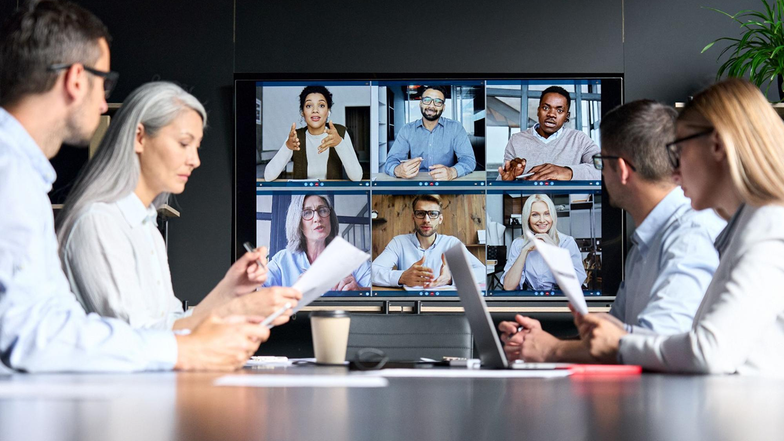 high-tech conference room setup
