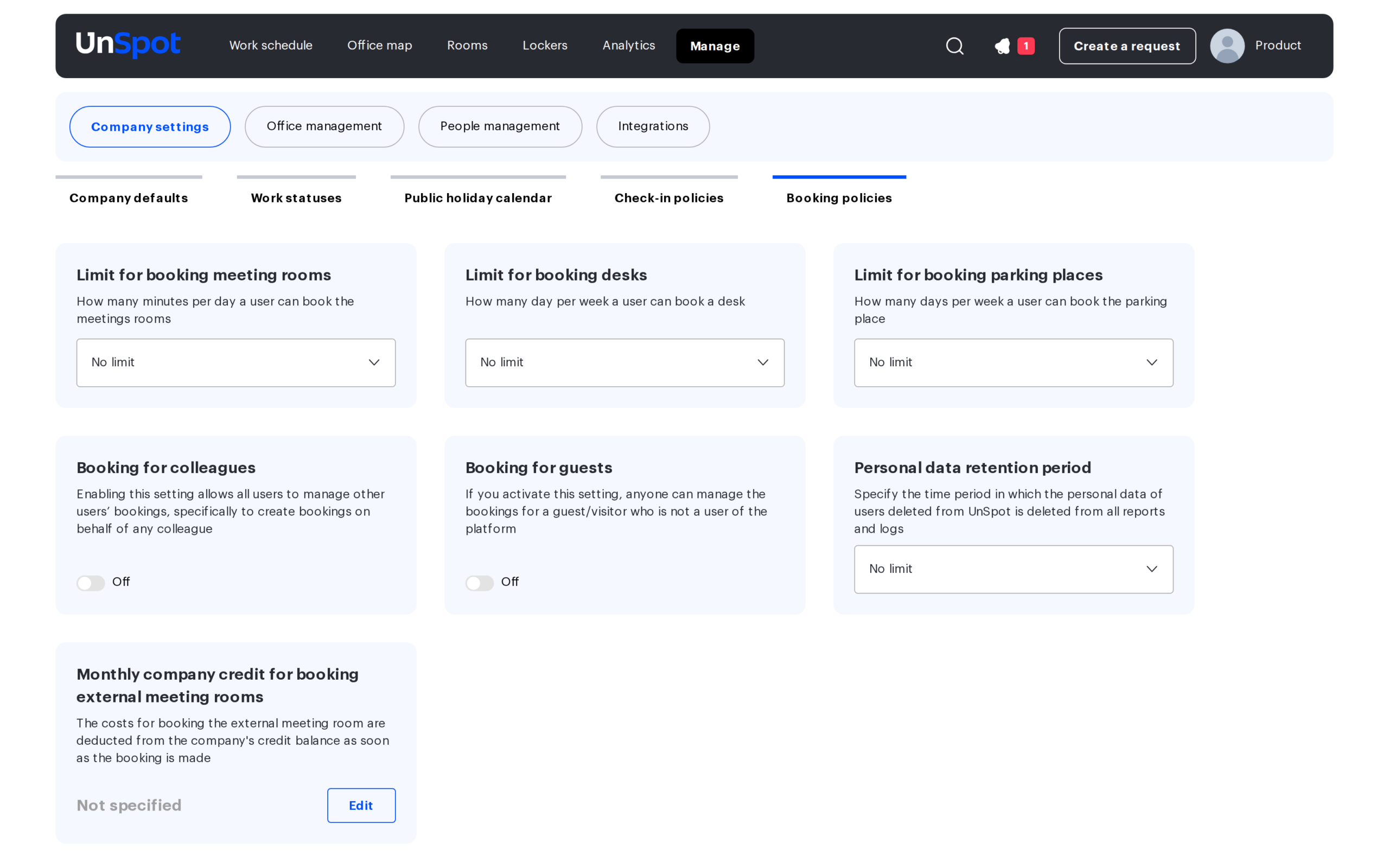 Booking policies