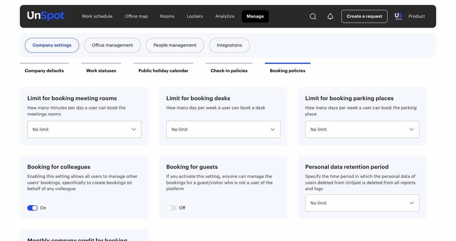 Booking policies