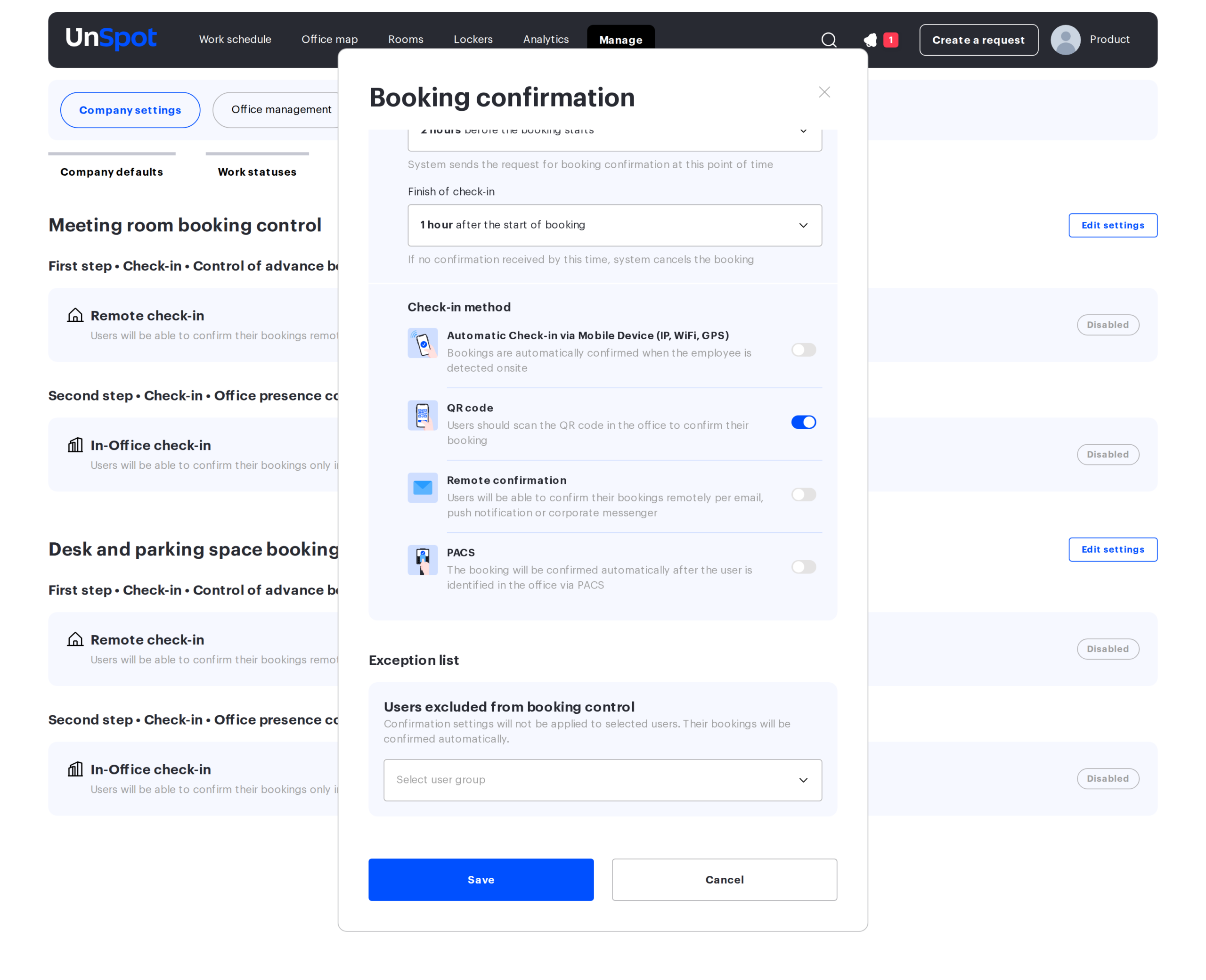 Check-in methods in the second step