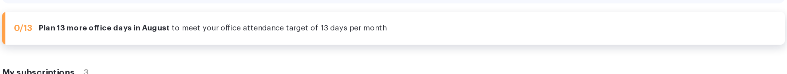 The office attendance counter in UnSpot with the hint about how many days are left to plan