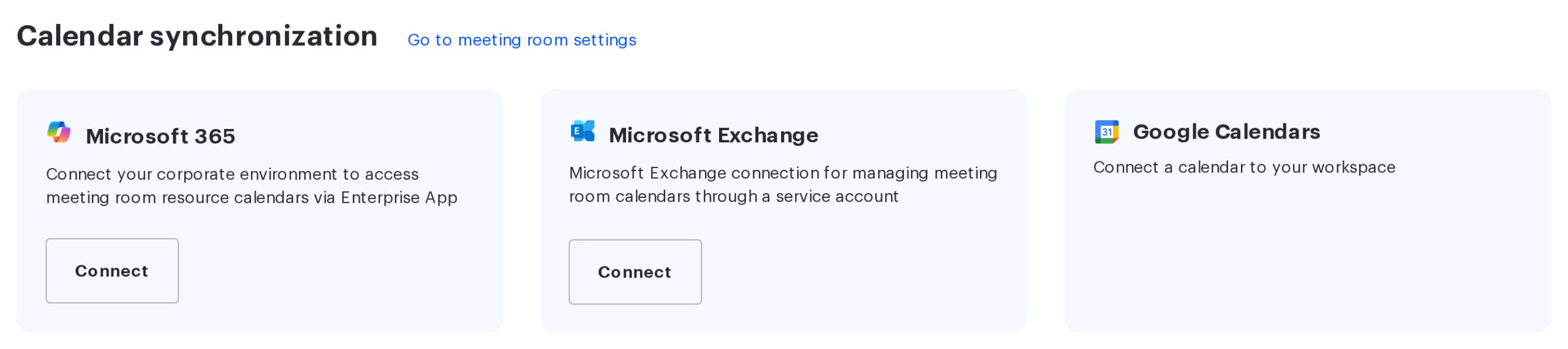 Microsoft 365 card in the Calendar synchronization section