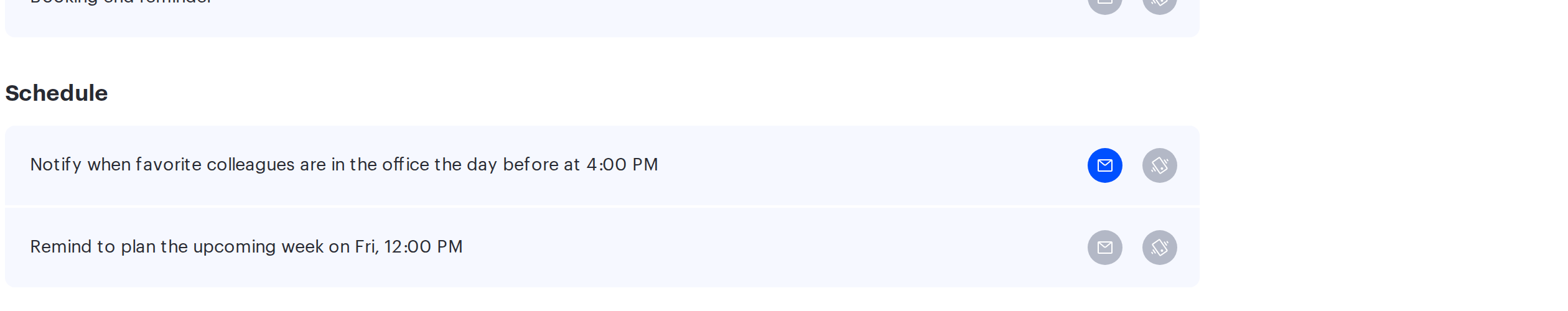 The Schedule section of the UnSpot notification settings with its two toggles