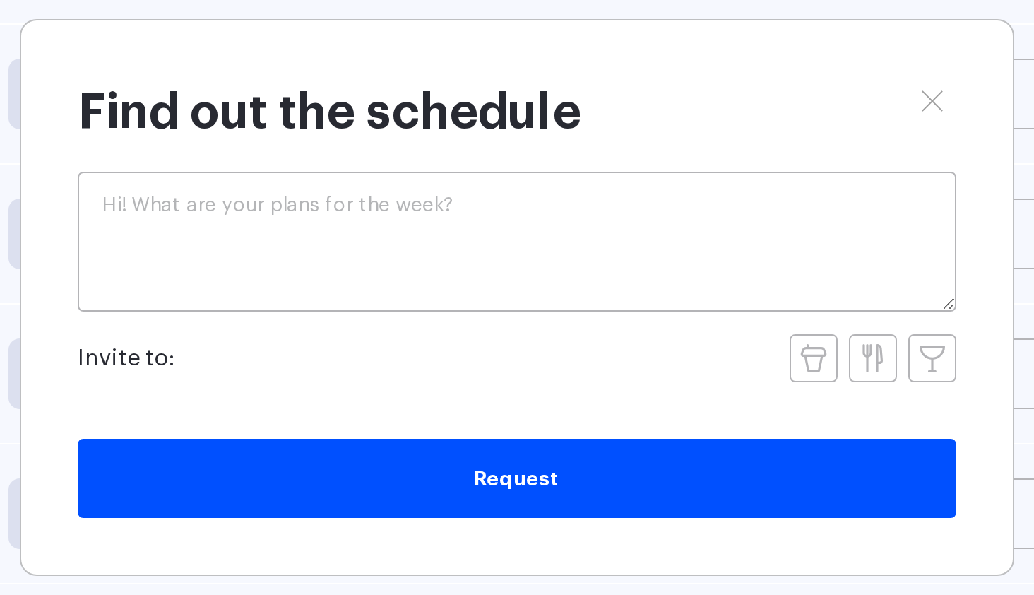 The Find out the schedule window in UnSpot with the message text and the Invite to line
