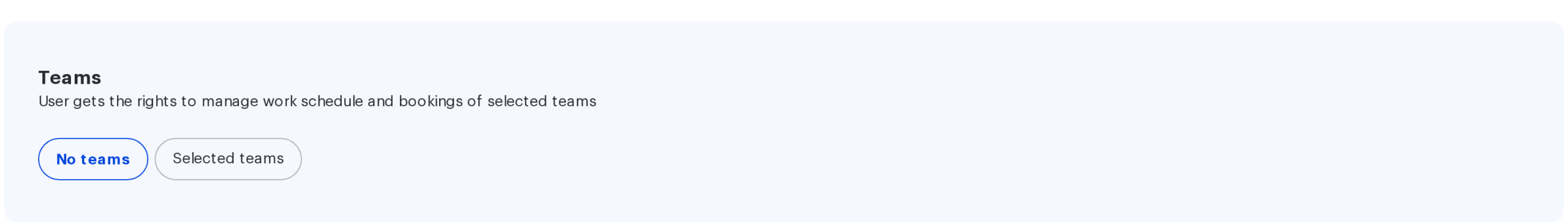 The Teams field in a UnSpot employee profile with the caption about managing team schedules