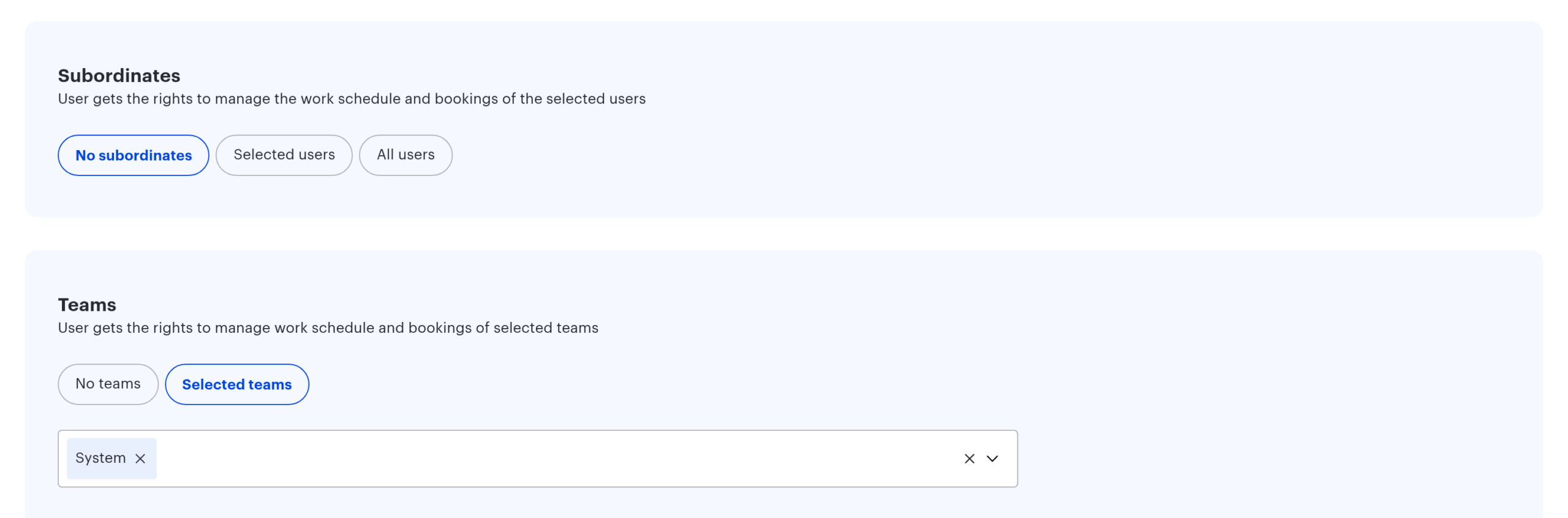 Subordinates and Teams blocks in the UnSpot employee profile