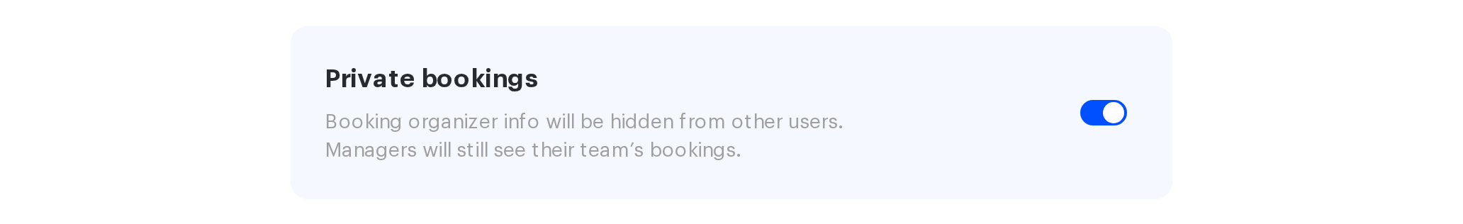 The Private bookings setting in a locker's booking rules