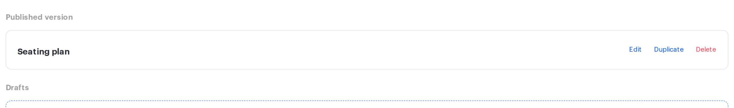 The Published version block with the Edit, Duplicate and Delete actions